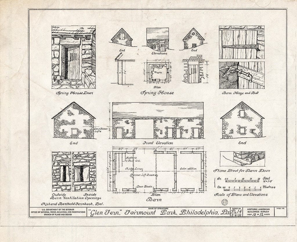 Blueprint HABS PA,51-Germ,91- (Sheet 12 of 12) - Livezey House, Livezey Lane & Wissahickon Creek, Philadelphia, Philadelphia County, PA