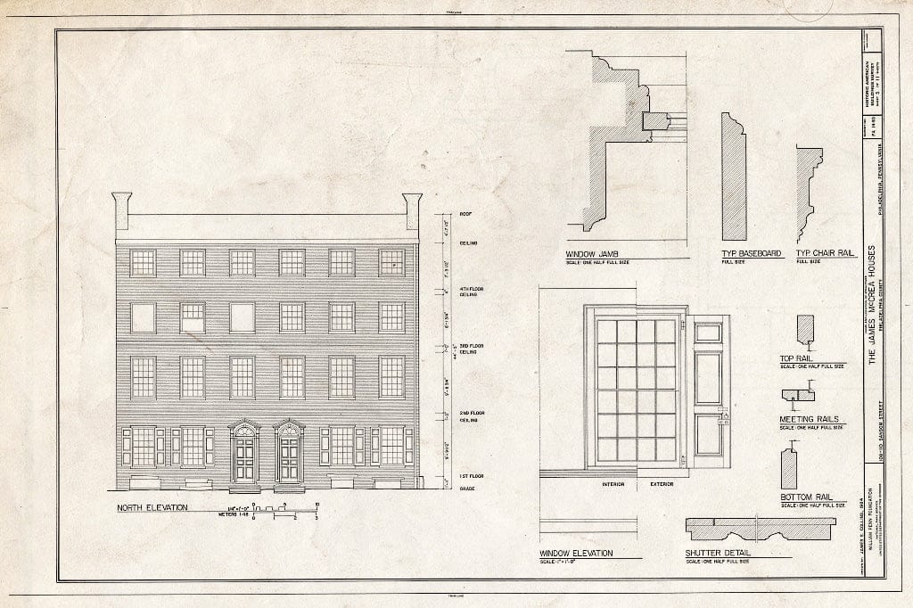Blueprint HABS PA,51-Phila,564- (Sheet 5 of 11) - James McCrea Houses, 108-110 Sansom Street, Philadelphia, Philadelphia County, PA