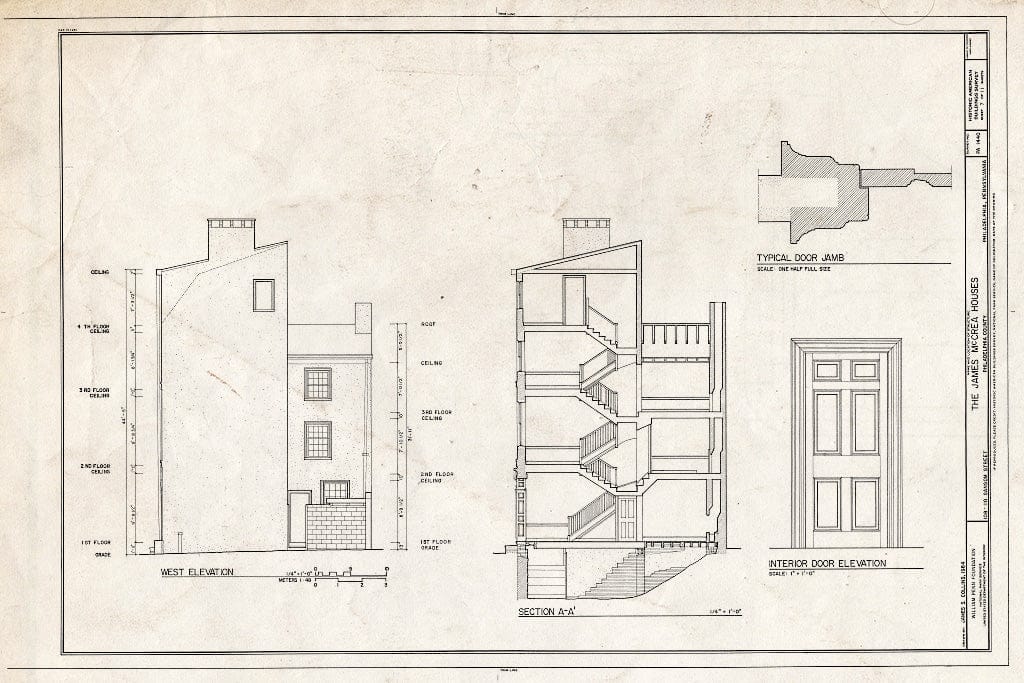Blueprint HABS PA,51-Phila,564- (Sheet 7 of 11) - James McCrea Houses, 108-110 Sansom Street, Philadelphia, Philadelphia County, PA