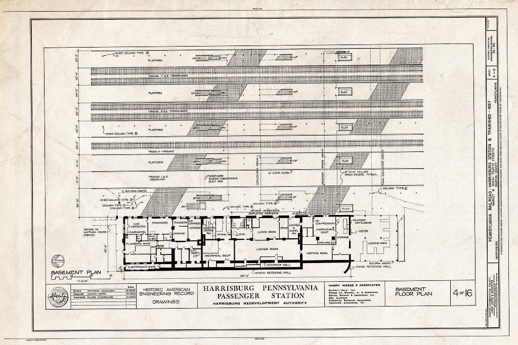 Blueprint HAER PA,22-HARBU,23- (Sheet 4 of 16) - Pennsylvania Railroad, Harrisburg Station & Trainshed, Market & South Fourth Streets, Harrisburg, Dauphin County, PA