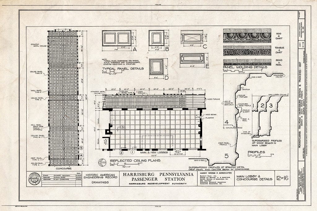 Blueprint HAER PA,22-HARBU,23- (Sheet 12 of 16) - Pennsylvania Railroad, Harrisburg Station & Trainshed, Market & South Fourth Streets, Harrisburg, Dauphin County, PA