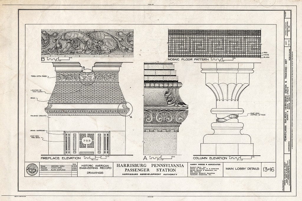 Blueprint HAER PA,22-HARBU,23- (Sheet 13 of 16) - Pennsylvania Railroad, Harrisburg Station & Trainshed, Market & South Fourth Streets, Harrisburg, Dauphin County, PA