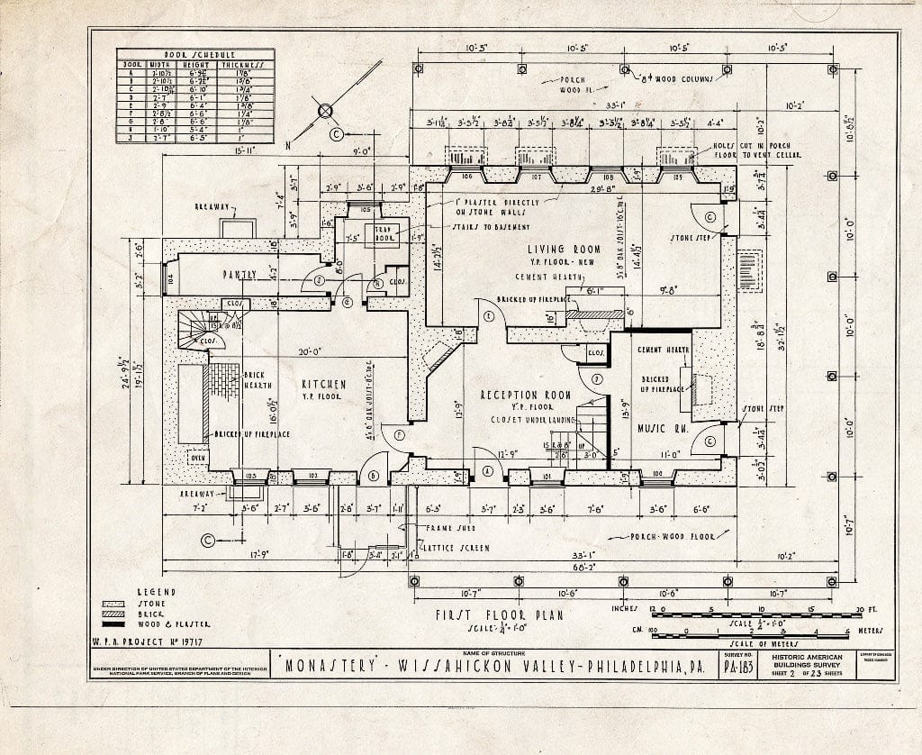 Blueprint HABS PA,51-Germ,90- (Sheet 2 of 23) - Monastery, Kitchen's Lane, Philadelphia, Philadelphia County, PA