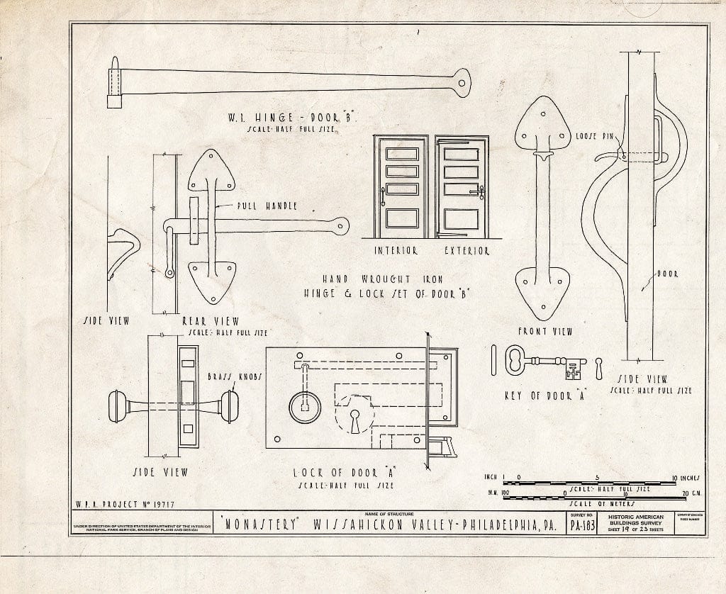 Blueprint HABS PA,51-Germ,90- (Sheet 19 of 23) - Monastery, Kitchen's Lane, Philadelphia, Philadelphia County, PA