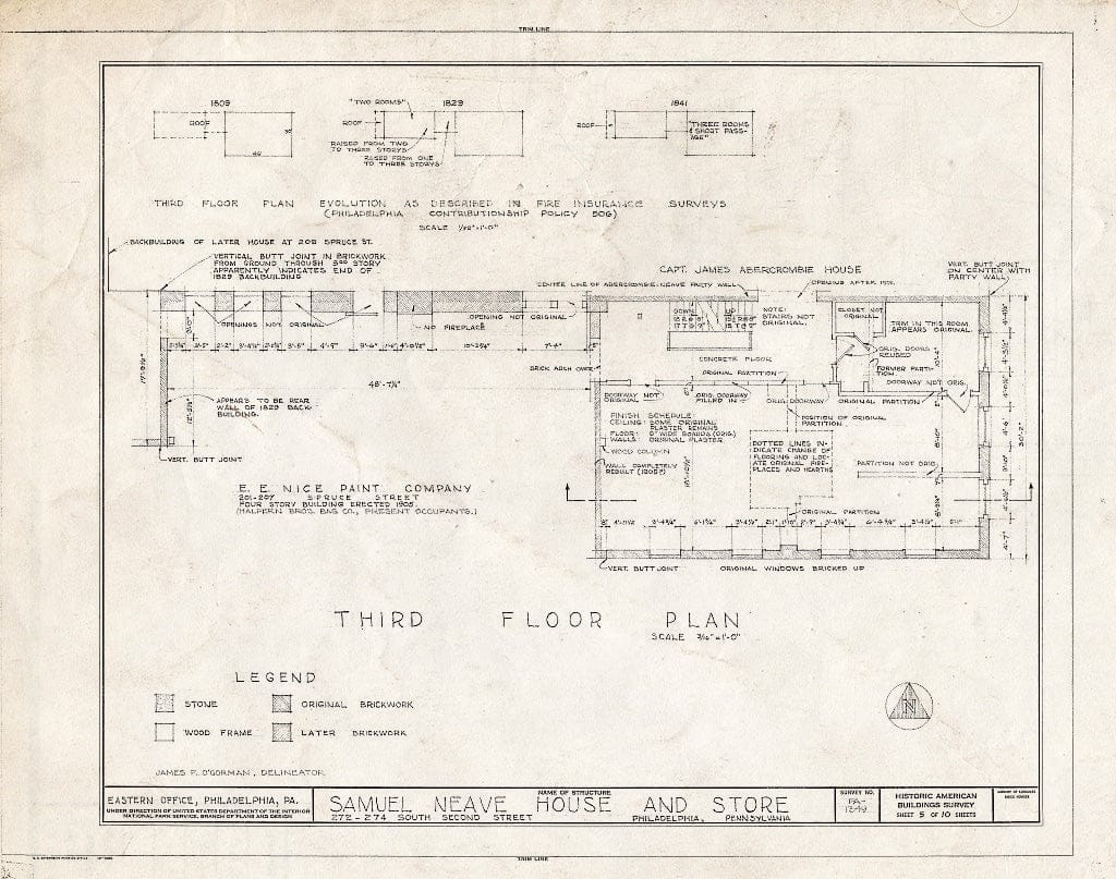 Blueprint HABS PA,51-Phila,622- (Sheet 5 of 10) - Samuel Neave House & Store, 272-274 South Second Street, Philadelphia, Philadelphia County, PA