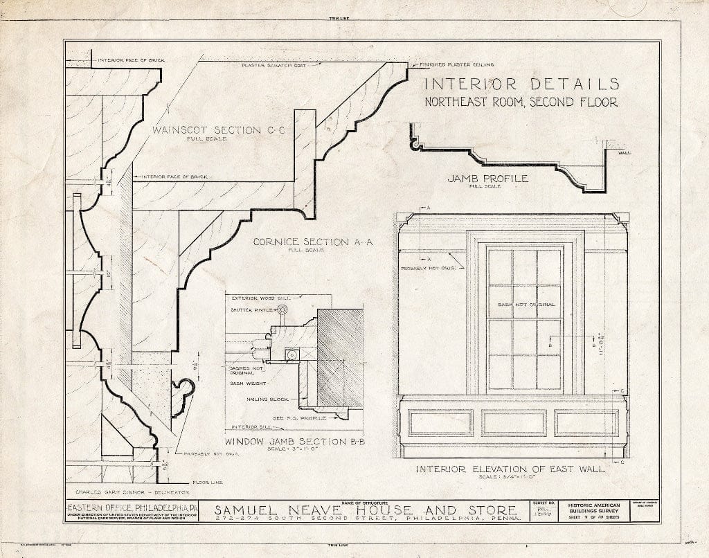 Blueprint HABS PA,51-Phila,622- (Sheet 9 of 10) - Samuel Neave House & Store, 272-274 South Second Street, Philadelphia, Philadelphia County, PA