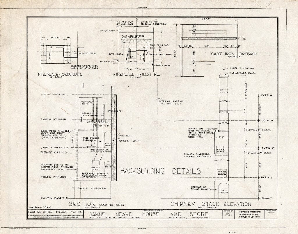 Blueprint HABS PA,51-Phila,622- (Sheet 10 of 10) - Samuel Neave House & Store, 272-274 South Second Street, Philadelphia, Philadelphia County, PA
