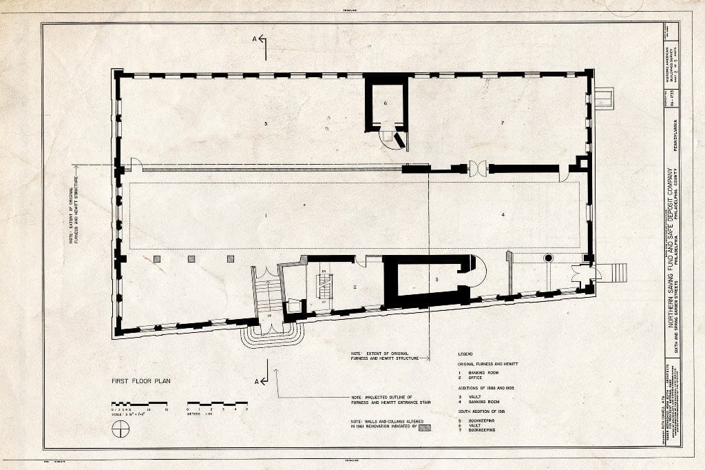Blueprint HABS PA,51-Phila,326- (Sheet 2 of 5) - Northern Saving Fund, Safe Deposit & Trust Company, 600 Spring Garden Street, Philadelphia, Philadelphia County, PA