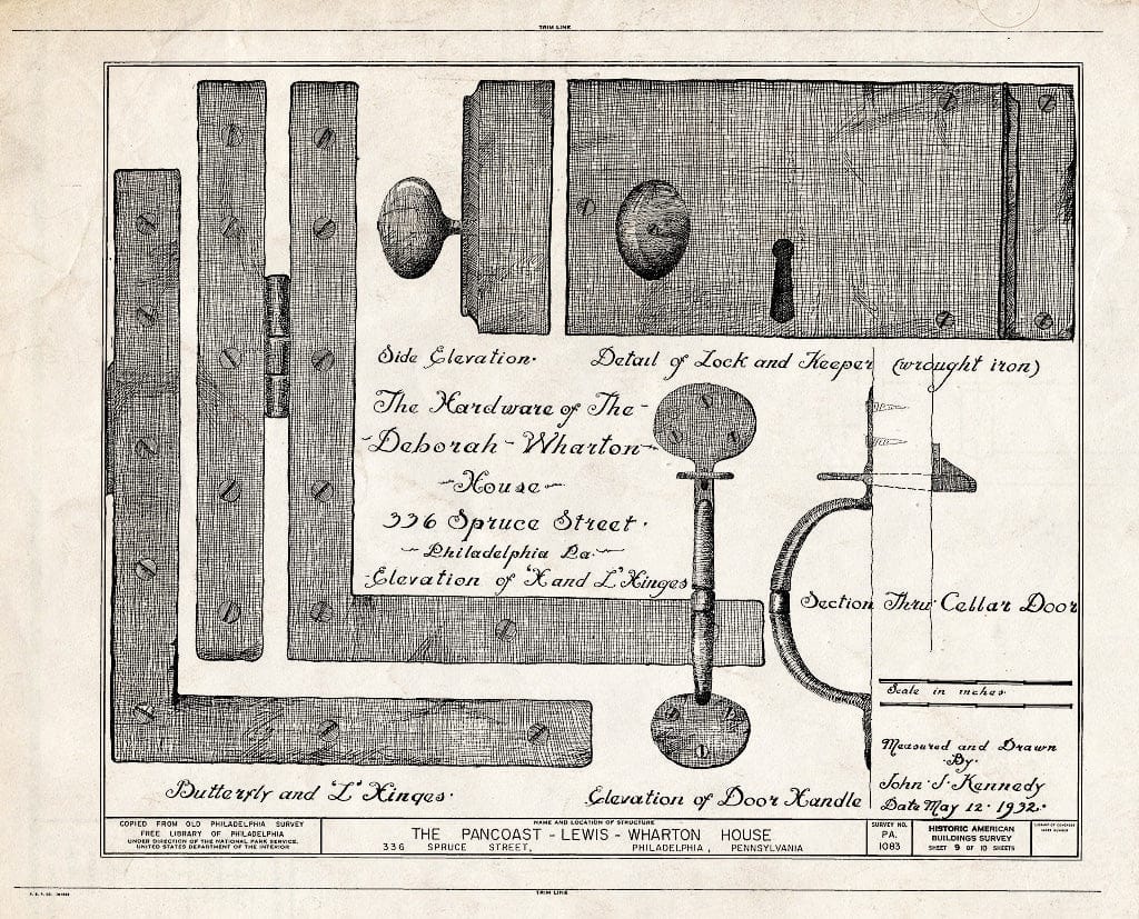 Blueprint HABS PA,51-Phila,27- (Sheet 9 of 10) - Pancoast-Lewis-Wharton House, 336 Spruce Street, Philadelphia, Philadelphia County, PA