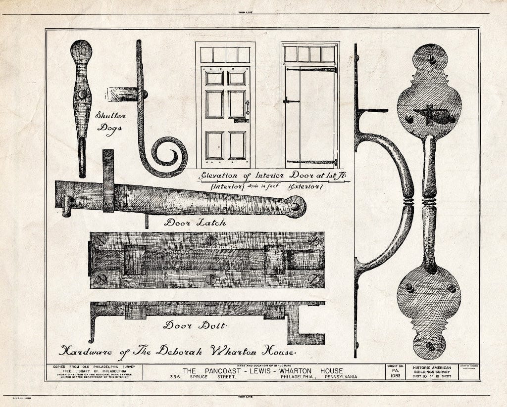 Blueprint HABS PA,51-Phila,27- (Sheet 10 of 10) - Pancoast-Lewis-Wharton House, 336 Spruce Street, Philadelphia, Philadelphia County, PA