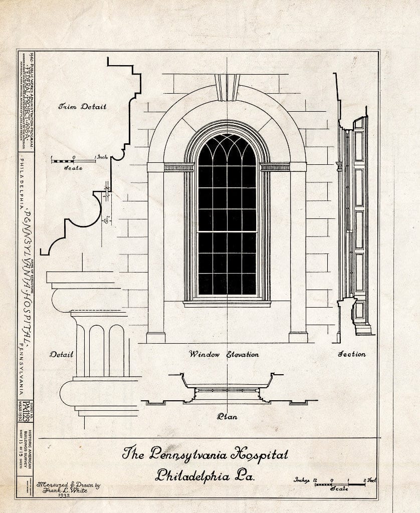Blueprint HABS PA,51-Phila,39- (Sheet 11 of 19) - Pennsylvania Hospital, Eighth & Ninth, Pine & Spruce Streets, Philadelphia, Philadelphia County, PA