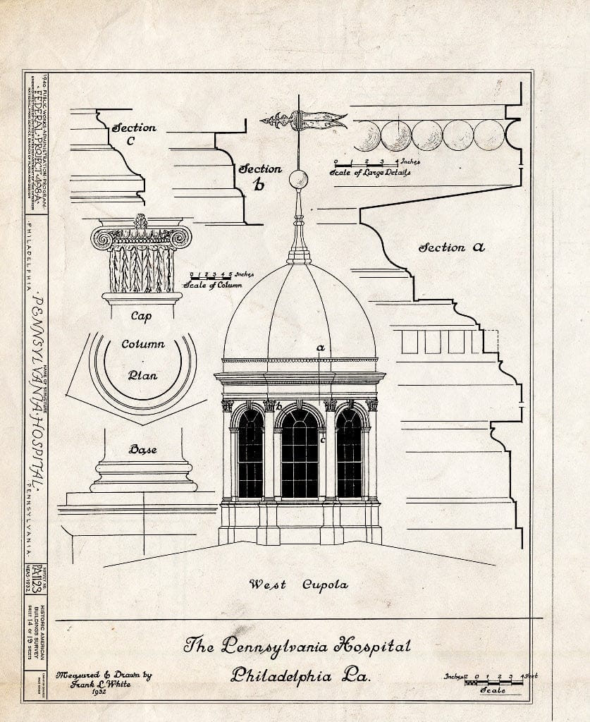 Blueprint HABS PA,51-Phila,39- (Sheet 14 of 19) - Pennsylvania Hospital, Eighth & Ninth, Pine & Spruce Streets, Philadelphia, Philadelphia County, PA