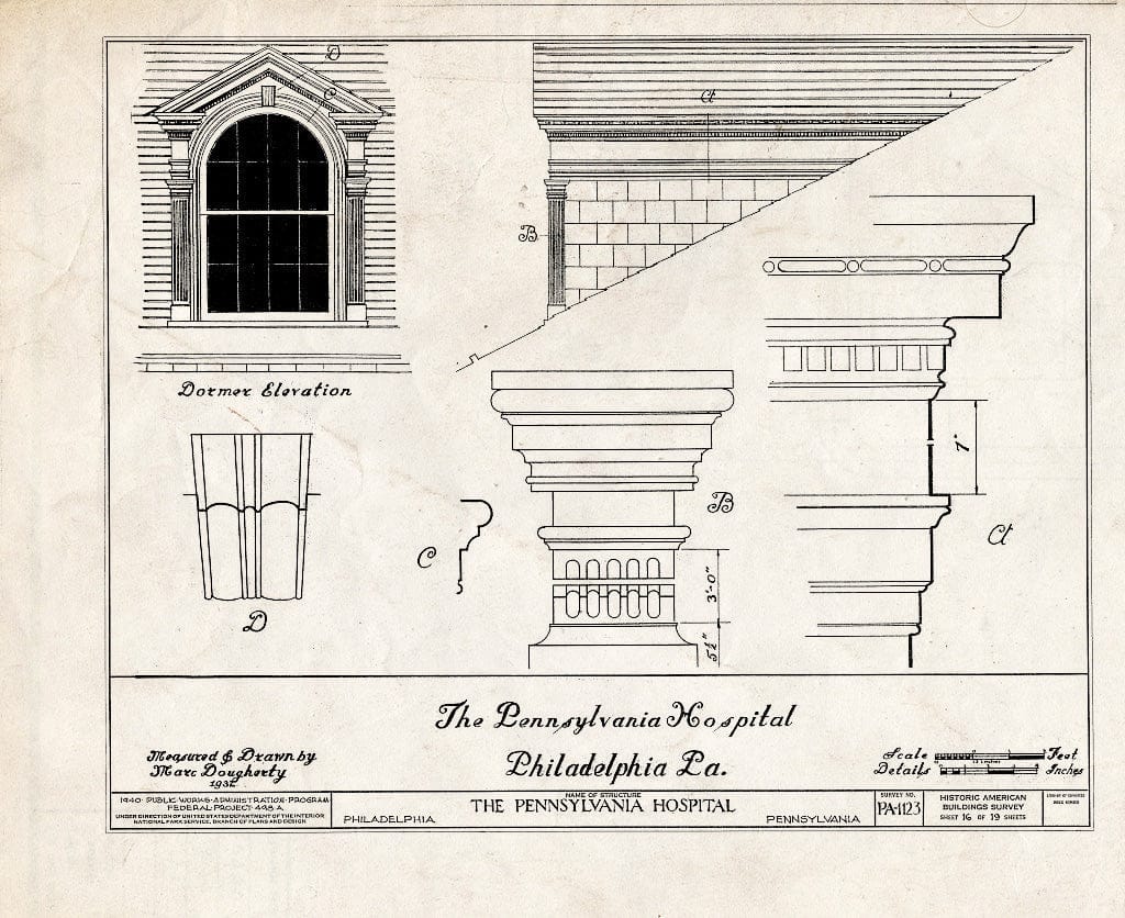 Blueprint HABS PA,51-Phila,39- (Sheet 16 of 19) - Pennsylvania Hospital, Eighth & Ninth, Pine & Spruce Streets, Philadelphia, Philadelphia County, PA