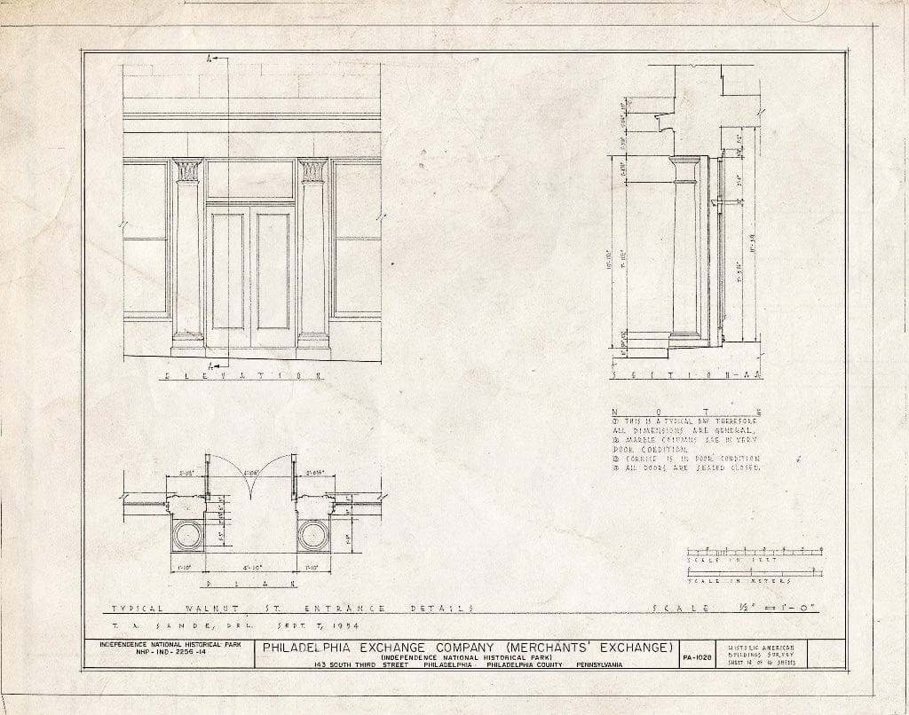 Blueprint HABS PA,51-Phila,137- (Sheet 14 of 16) - Philadelphia Exchange Company, 143 South Third Street, Philadelphia, Philadelphia County, PA