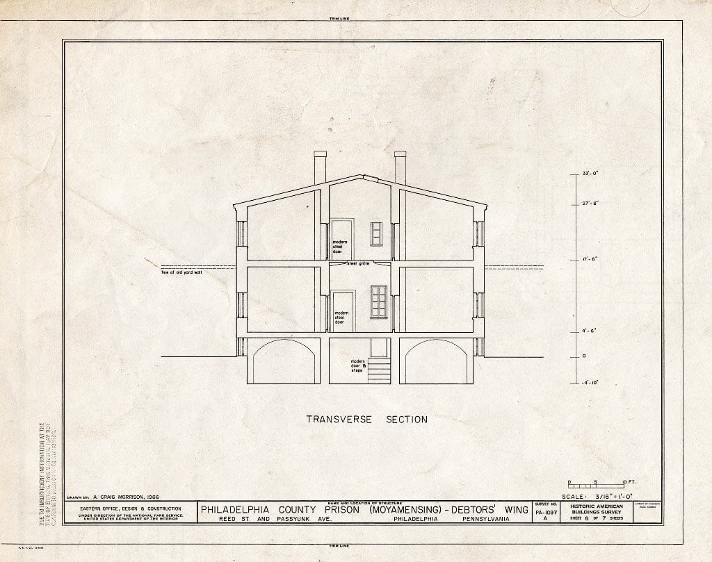Blueprint HABS PA,51-Phila,672A- (Sheet 6 of 7) - Philadelphia County Prison, Debtors' Wing, Reed Street & Passyunk Avenue, Philadelphia, Philadelphia County, PA