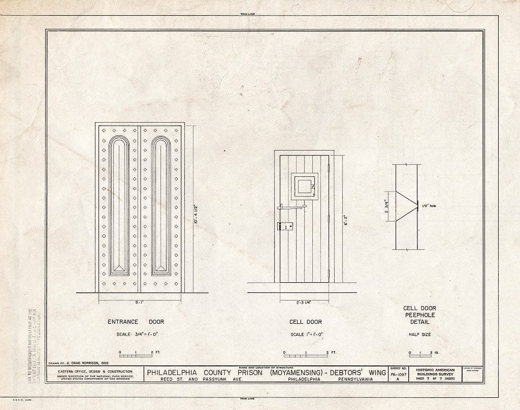 Blueprint HABS PA,51-Phila,672A- (Sheet 7 of 7) - Philadelphia County Prison, Debtors' Wing, Reed Street & Passyunk Avenue, Philadelphia, Philadelphia County, PA