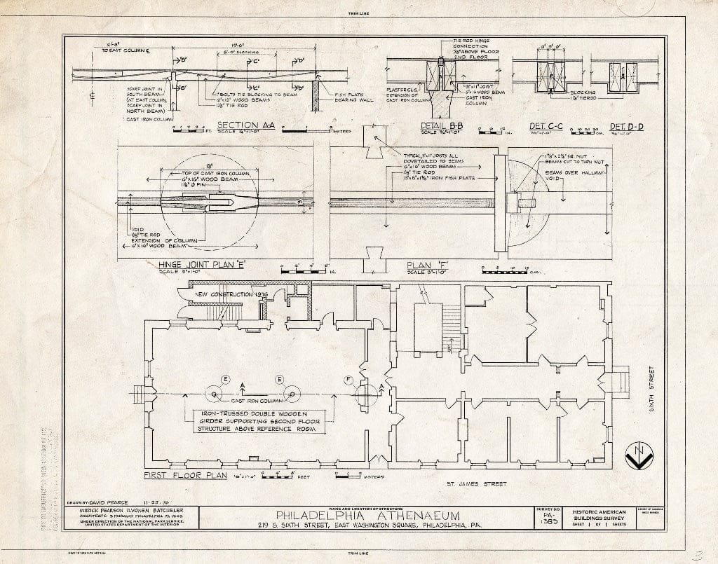Blueprint HABS PA,51-Phila,116- (Sheet 1 of 1) - Philadelphia Athenaeum, 219 South Sixth Street (East Washington Square), Philadelphia, Philadelphia County, PA