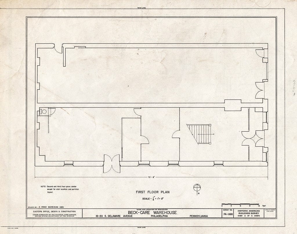 Blueprint HABS PA,51-Phila,392- (Sheet 2 of 5) - Beck-Care Warehouse, 18-20 South Delaware Avenue, Philadelphia, Philadelphia County, PA