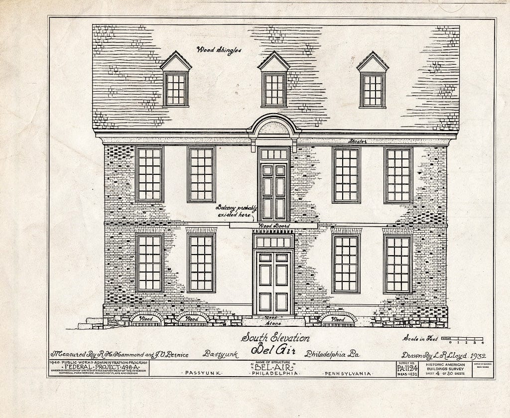 Blueprint HABS PA,51-Phila,228- (Sheet 4 of 30) - Bel Air, League Island Park (Passyunk Township), Philadelphia, Philadelphia County, PA