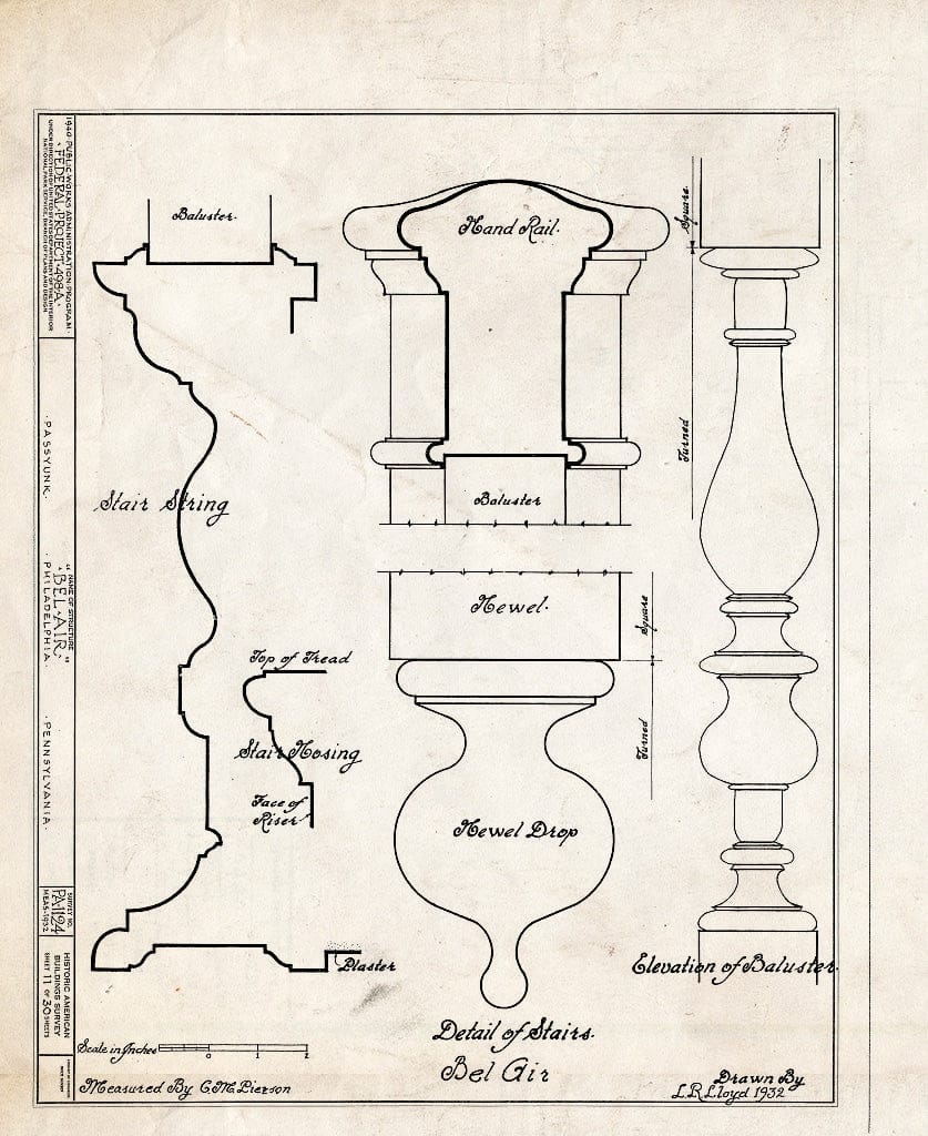 Blueprint HABS PA,51-Phila,228- (Sheet 11 of 30) - Bel Air, League Island Park (Passyunk Township), Philadelphia, Philadelphia County, PA