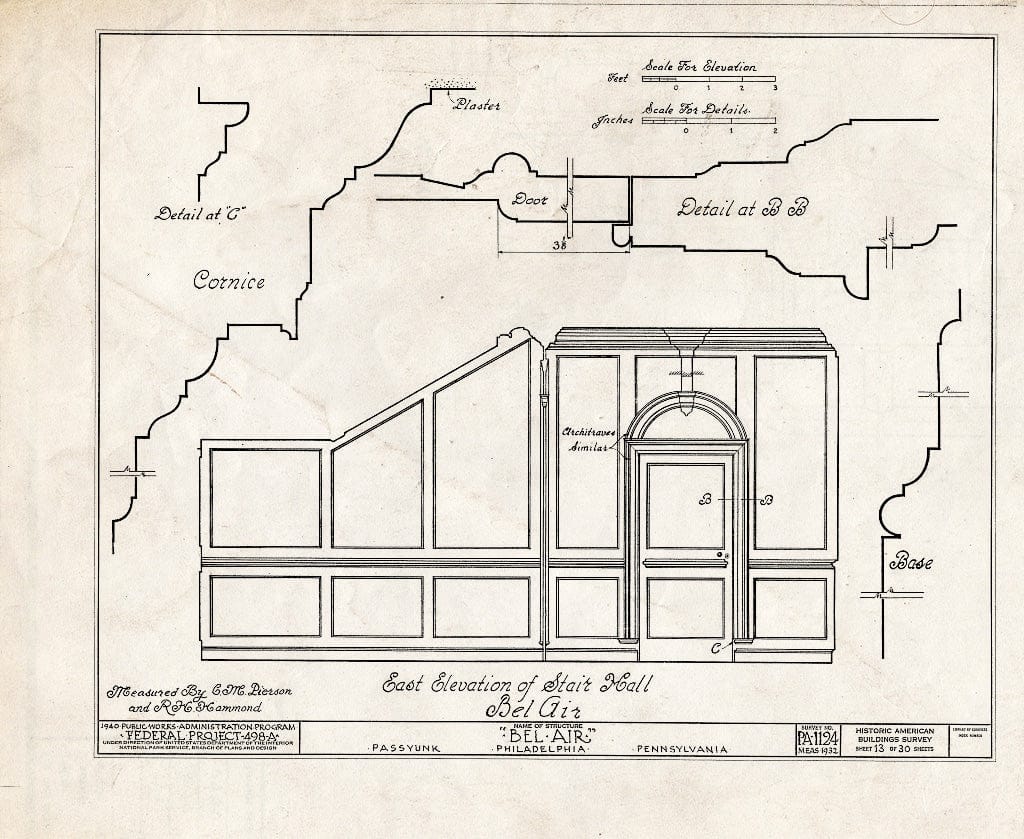 Blueprint HABS PA,51-Phila,228- (Sheet 13 of 30) - Bel Air, League Island Park (Passyunk Township), Philadelphia, Philadelphia County, PA