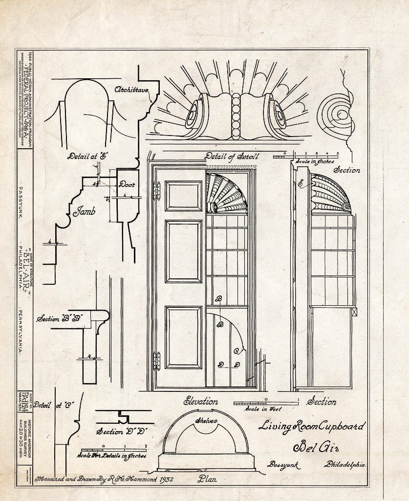 Blueprint HABS PA,51-Phila,228- (Sheet 20 of 30) - Bel Air, League Island Park (Passyunk Township), Philadelphia, Philadelphia County, PA