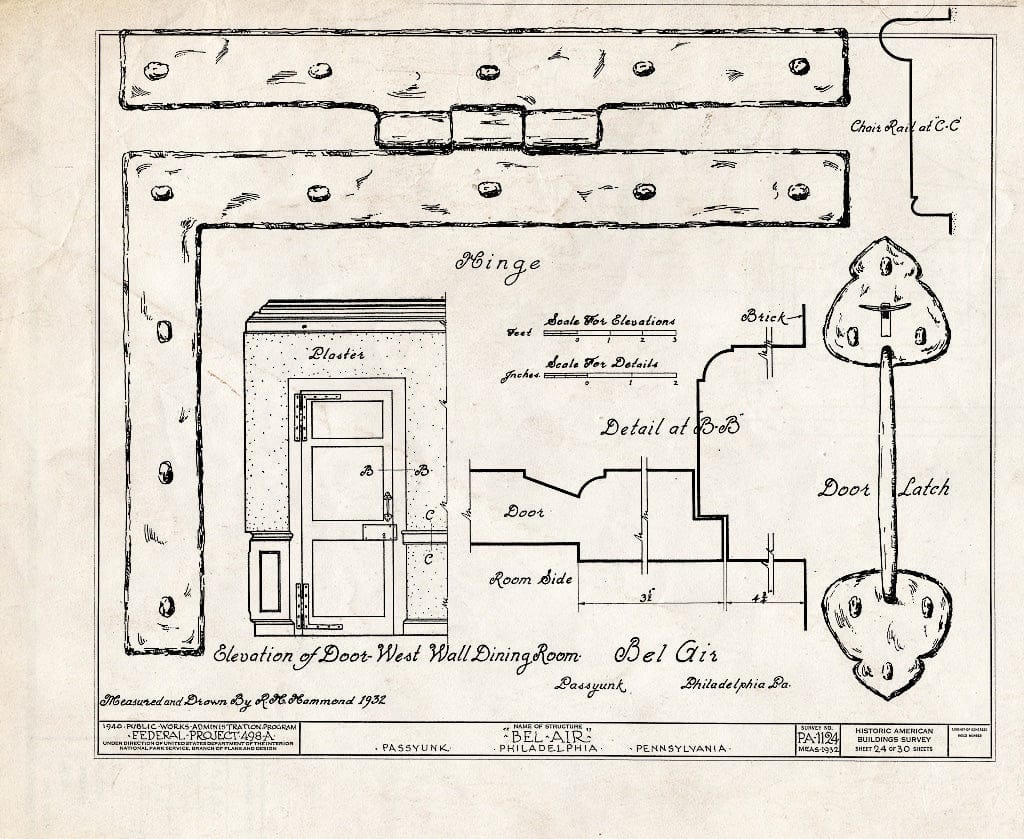 Blueprint HABS PA,51-Phila,228- (Sheet 24 of 30) - Bel Air, League Island Park (Passyunk Township), Philadelphia, Philadelphia County, PA