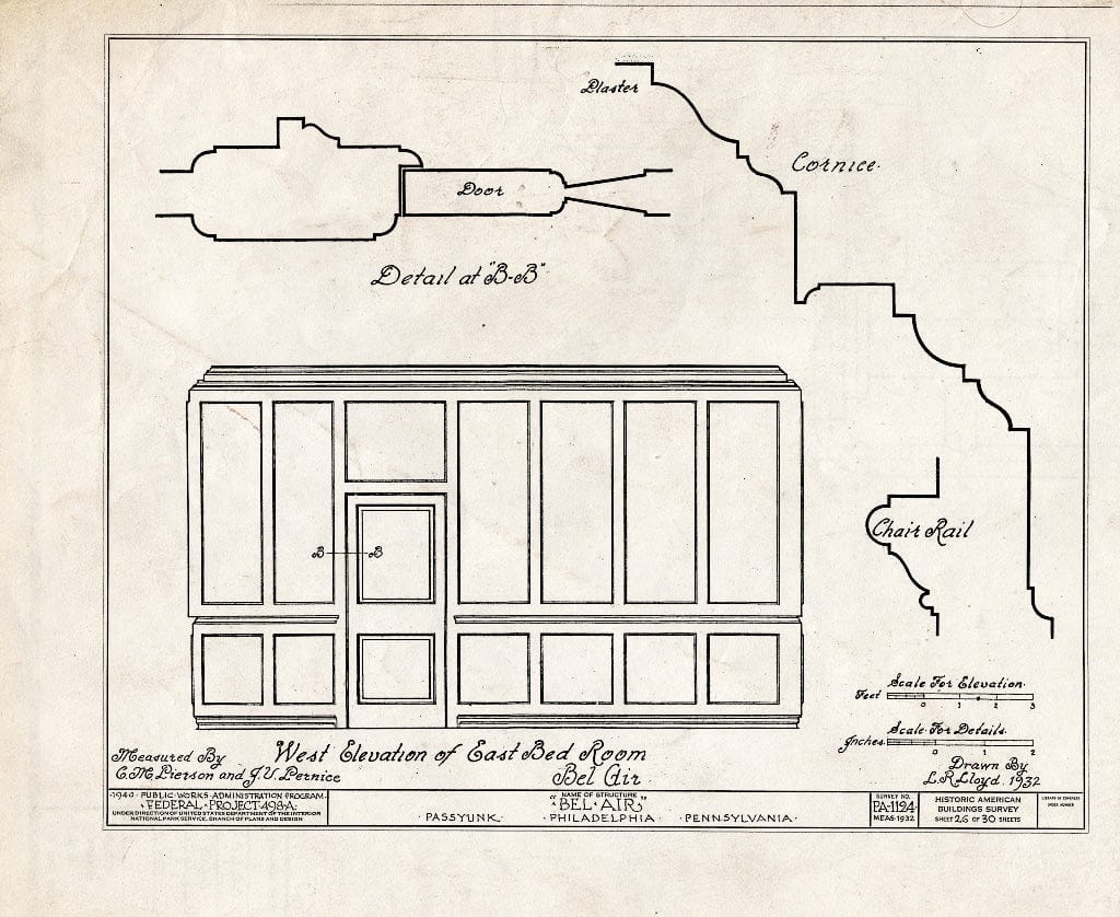 Blueprint HABS PA,51-Phila,228- (Sheet 26 of 30) - Bel Air, League Island Park (Passyunk Township), Philadelphia, Philadelphia County, PA
