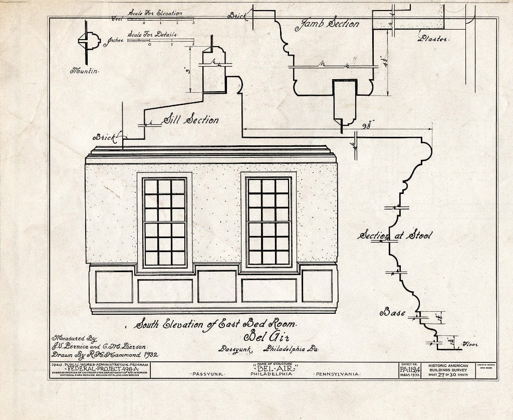 Blueprint HABS PA,51-Phila,228- (Sheet 27 of 30) - Bel Air, League Island Park (Passyunk Township), Philadelphia, Philadelphia County, PA