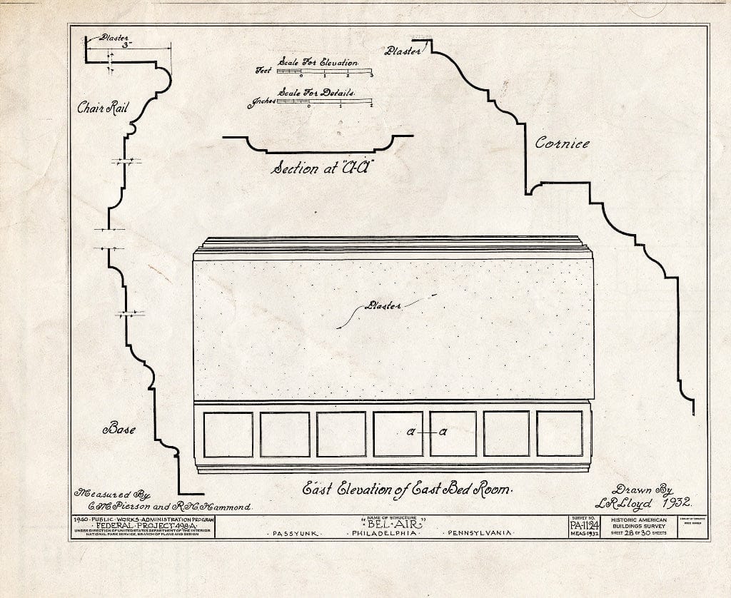 Blueprint HABS PA,51-Phila,228- (Sheet 28 of 30) - Bel Air, League Island Park (Passyunk Township), Philadelphia, Philadelphia County, PA