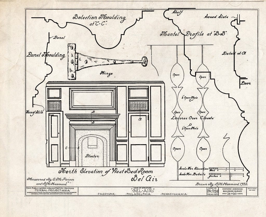 Blueprint HABS PA,51-Phila,228- (Sheet 29 of 30) - Bel Air, League Island Park (Passyunk Township), Philadelphia, Philadelphia County, PA