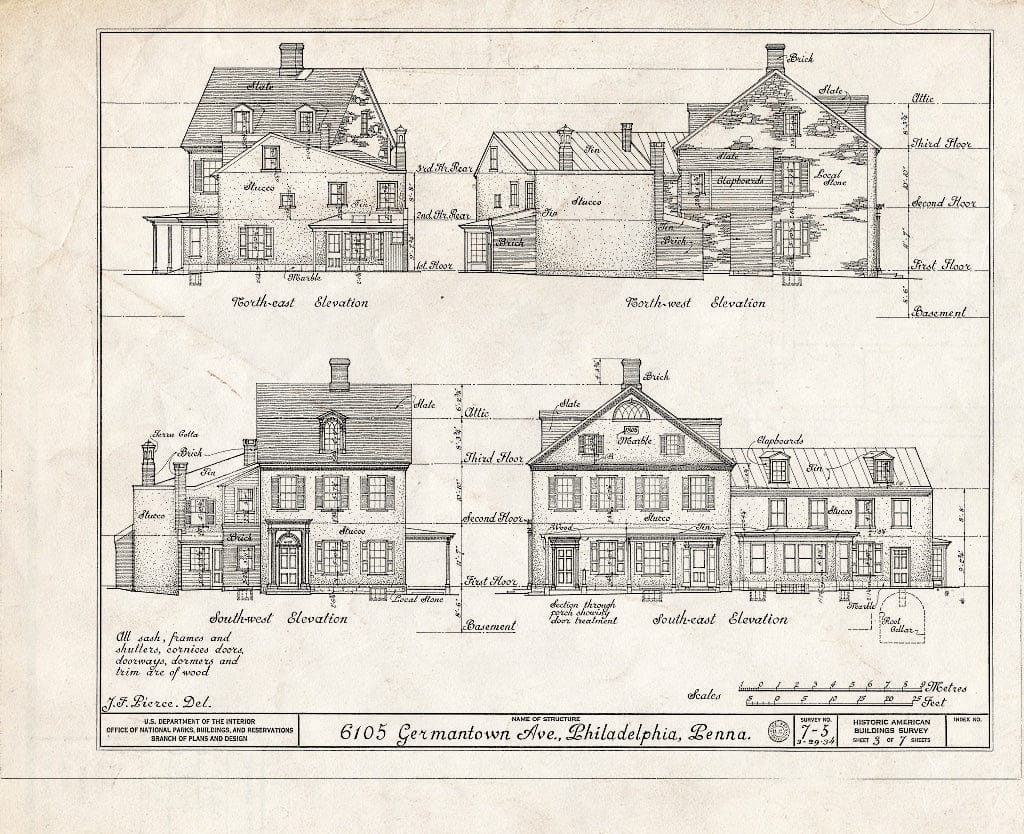 Blueprint HABS PA,51-Germ,49- (Sheet 3 of 7) - Samuel Blair, Jr. House, 6105 Germantown Avenue, Philadelphia, Philadelphia County, PA