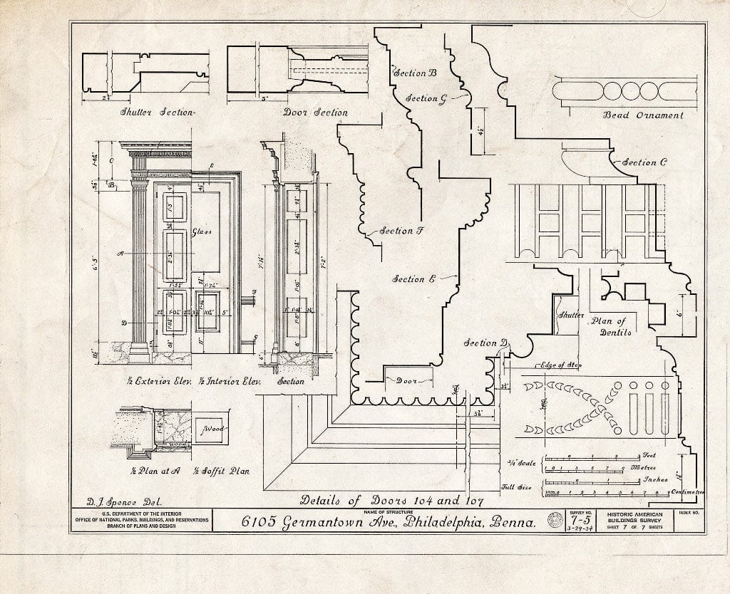 Blueprint HABS PA,51-Germ,49- (Sheet 7 of 7) - Samuel Blair, Jr. House, 6105 Germantown Avenue, Philadelphia, Philadelphia County, PA