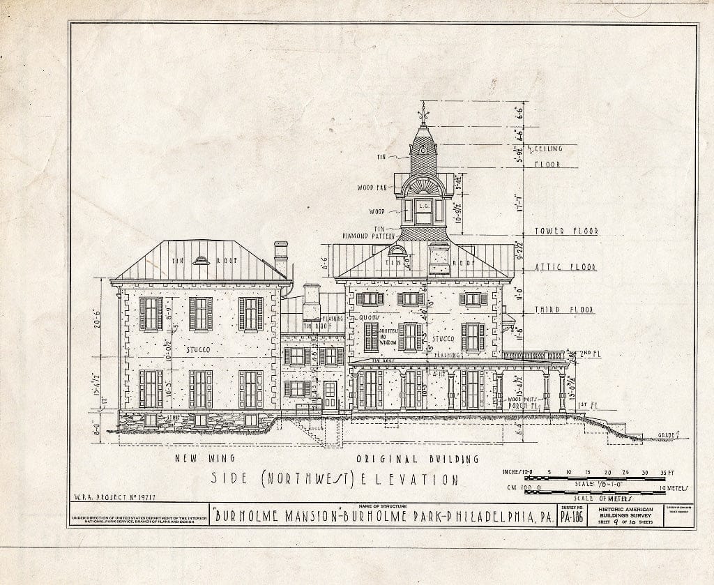 Blueprint HABS PA,51-Phila,273- (Sheet 9 of 10) - Burholme, Cottman & Central Avenues, Burholme Park, Philadelphia, Philadelphia County, PA