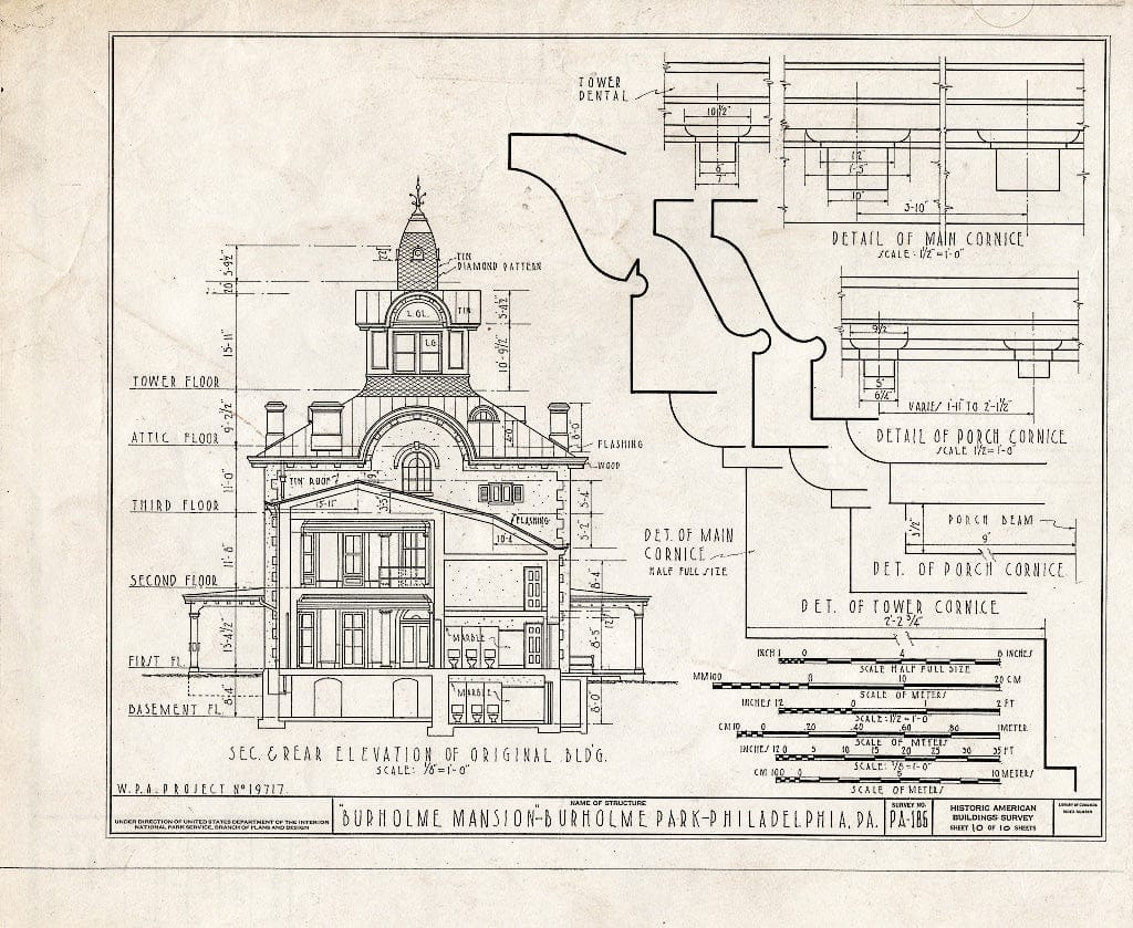 Blueprint HABS PA,51-Phila,273- (Sheet 10 of 10) - Burholme, Cottman & Central Avenues, Burholme Park, Philadelphia, Philadelphia County, PA