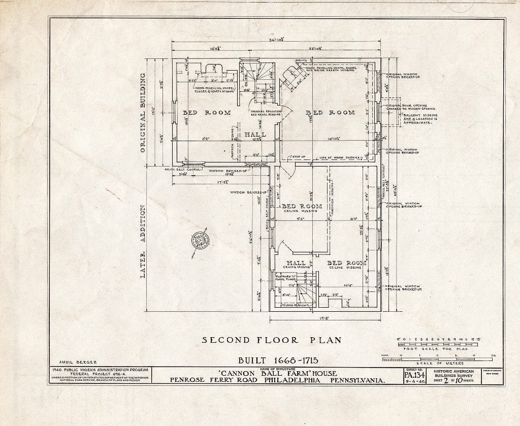 Blueprint HABS PA,51-Phila,222- (Sheet 2 of 10) - Cannonball Farm, Philadelphia, Philadelphia County, PA