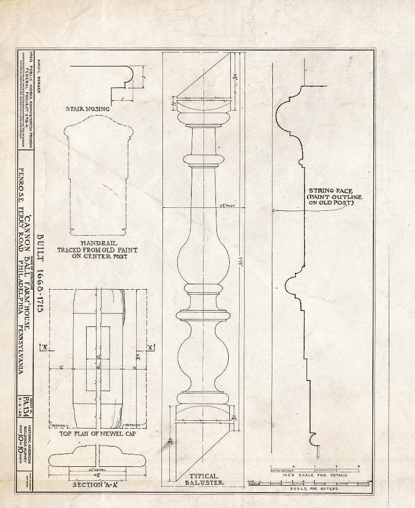 Blueprint HABS PA,51-Phila,222- (Sheet 10 of 10) - Cannonball Farm, Philadelphia, Philadelphia County, PA