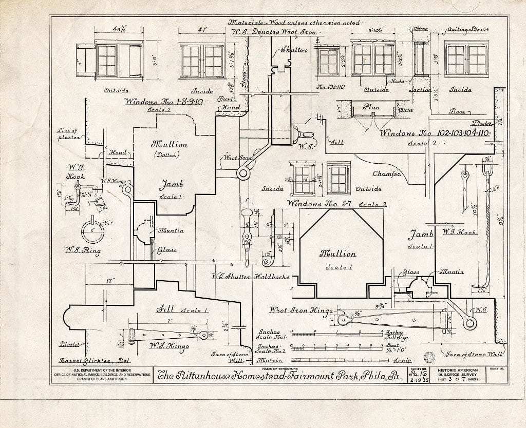 Blueprint HABS PA,51-Germ,78- (Sheet 3 of 7) - Claus Rittenhouse House, Lincoln Drive & Rittenhouse Street, Philadelphia, Philadelphia County, PA