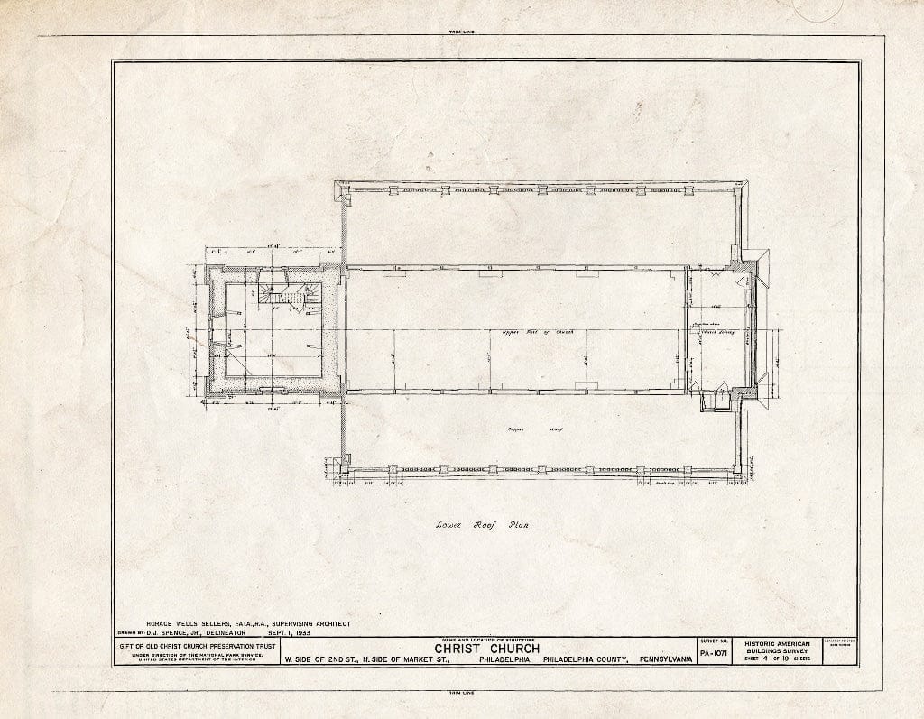 Blueprint HABS PA,51-Phila,7- (Sheet 4 of 19) - Christ Church, 22-26 North Second Street, Philadelphia, Philadelphia County, PA