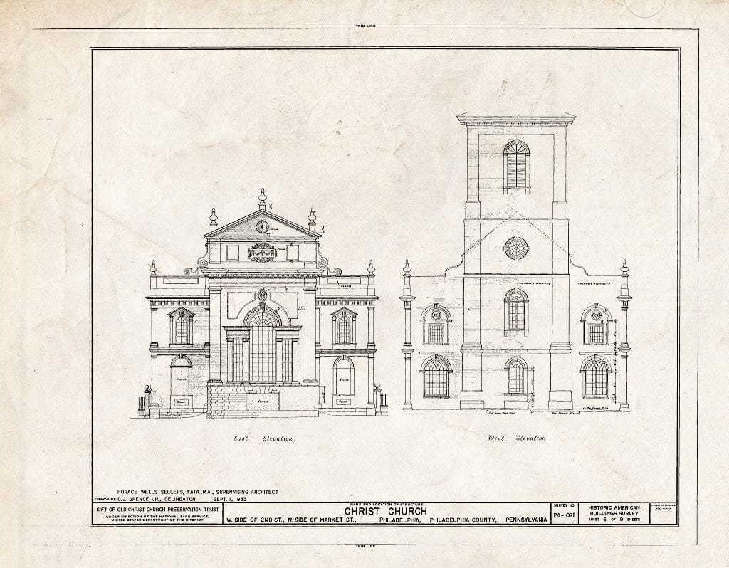 Blueprint HABS PA,51-Phila,7- (Sheet 6 of 19) - Christ Church, 22-26 North Second Street, Philadelphia, Philadelphia County, PA