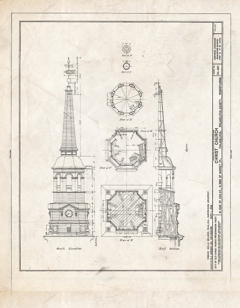 Blueprint HABS PA,51-Phila,7- (Sheet 8 of 19) - Christ Church, 22-26 North Second Street, Philadelphia, Philadelphia County, PA