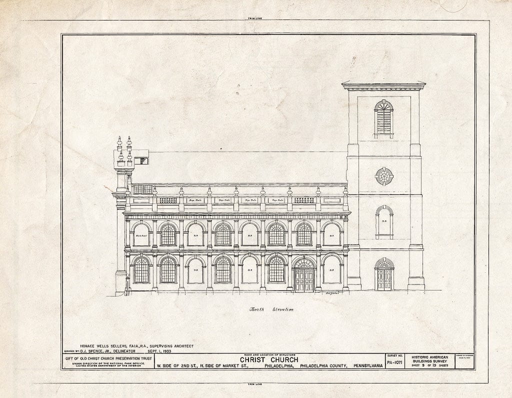 Blueprint HABS PA,51-Phila,7- (Sheet 9 of 19) - Christ Church, 22-26 North Second Street, Philadelphia, Philadelphia County, PA