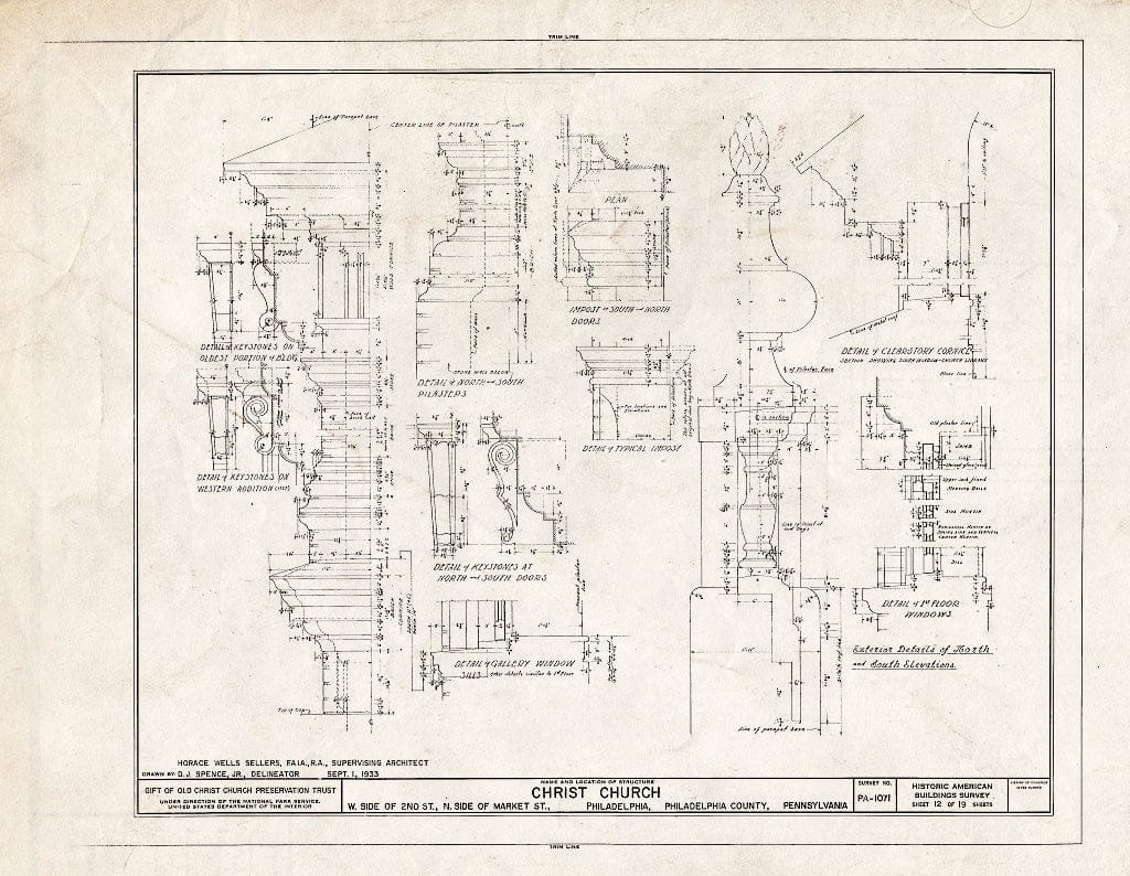 Blueprint HABS PA,51-Phila,7- (Sheet 12 of 19) - Christ Church, 22-26 North Second Street, Philadelphia, Philadelphia County, PA