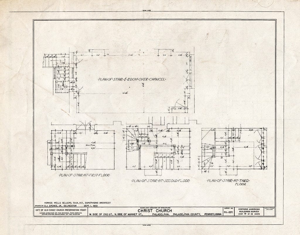 Blueprint HABS PA,51-Phila,7- (Sheet 19 of 19) - Christ Church, 22-26 North Second Street, Philadelphia, Philadelphia County, PA