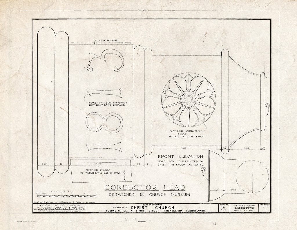 Blueprint HABS PA,51-Phila,7- (Sheet 1 of 2) - Christ Church, 22-26 North Second Street, Philadelphia, Philadelphia County, PA