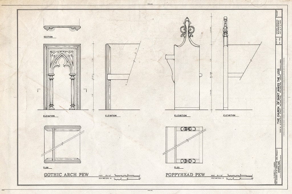 Blueprint HABS PA,51-Phila,318- (Sheet 15 of 21) - Church of St. James The Less, 3200 West Clearfield Street, Philadelphia, Philadelphia County, PA