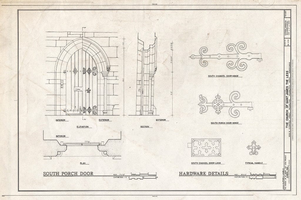 Blueprint HABS PA,51-Phila,318- (Sheet 17 of 21) - Church of St. James The Less, 3200 West Clearfield Street, Philadelphia, Philadelphia County, PA