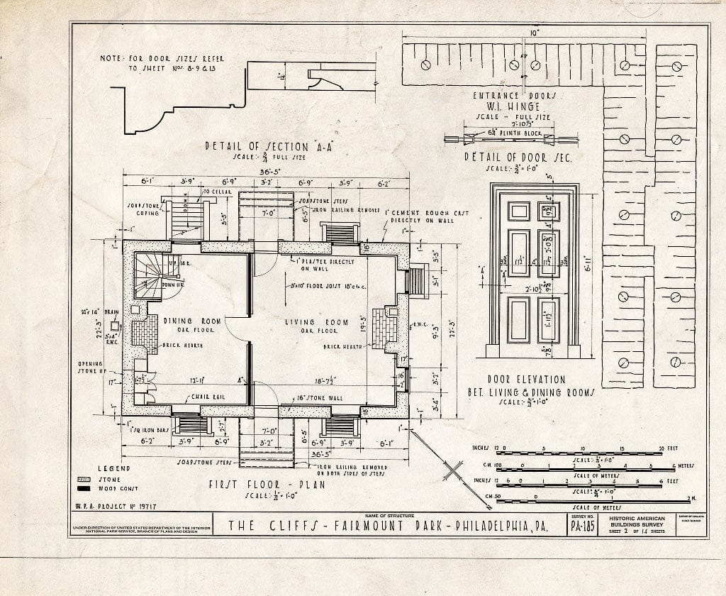 Blueprint HABS PA,51-Phila,274- (Sheet 2 of 14) - The Cliffs, Columbia Avenue, Philadelphia, Philadelphia County, PA
