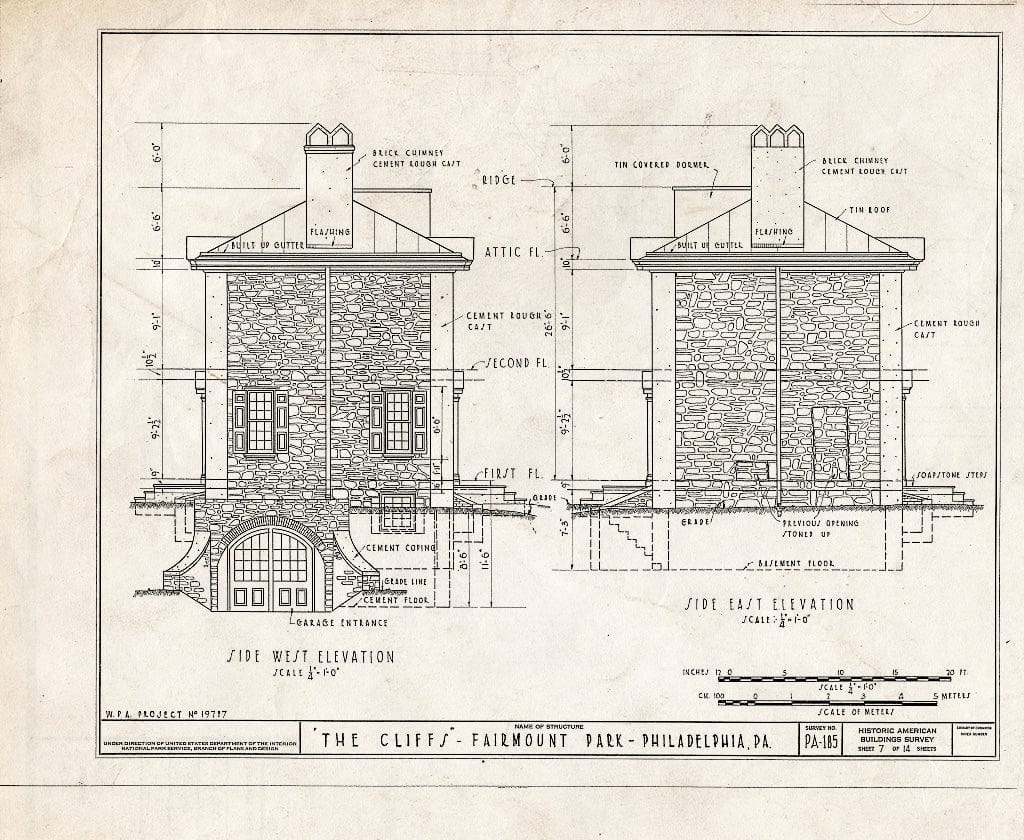 Blueprint HABS PA,51-Phila,274- (Sheet 7 of 14) - The Cliffs, Columbia Avenue, Philadelphia, Philadelphia County, PA