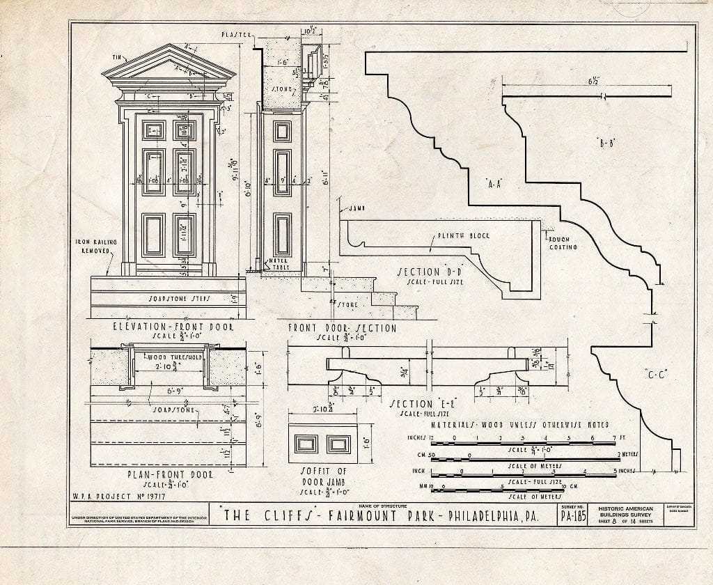 Blueprint HABS PA,51-Phila,274- (Sheet 8 of 14) - The Cliffs, Columbia Avenue, Philadelphia, Philadelphia County, PA